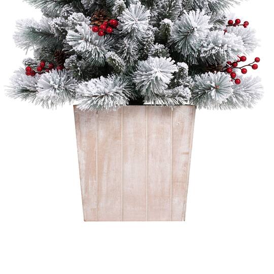 4ft. Pre-lit Frosted Ashcroft Fir Artificial Potted Christmas Tree, Clear Lights